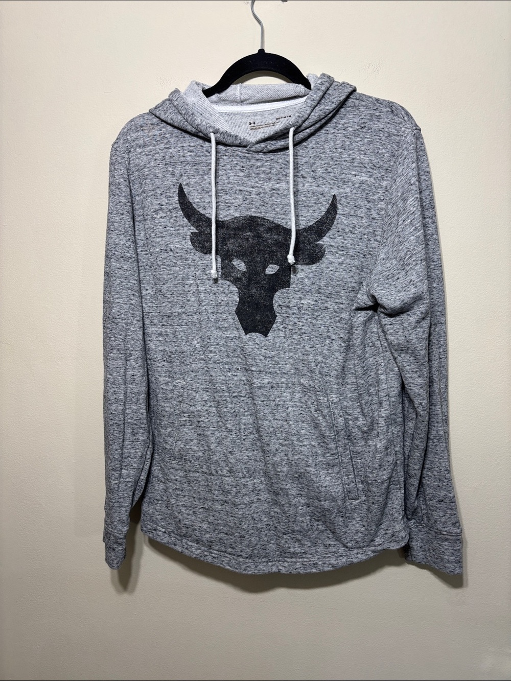 Under Armour Heather Gray Hooded Pullover with Bull Logo